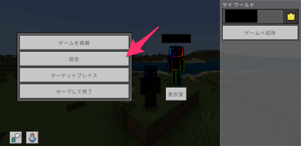 マイクラ設定への遷移
