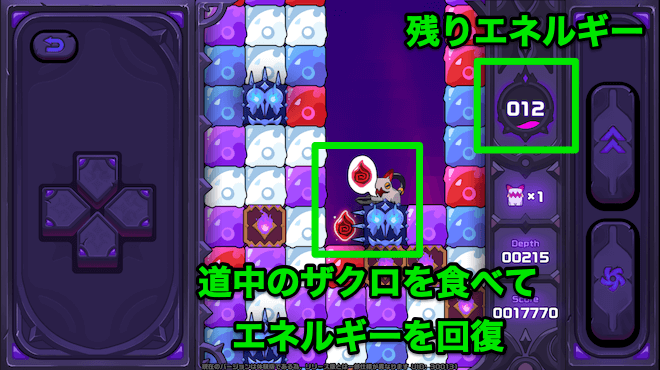 時間経過でエネルギーが減少し0でライフが減少