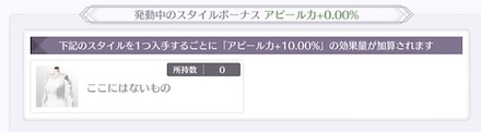 特定のスタイルを所持しているとアピール力上昇