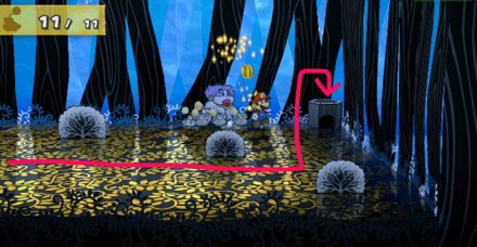 フロアの右端にある土管