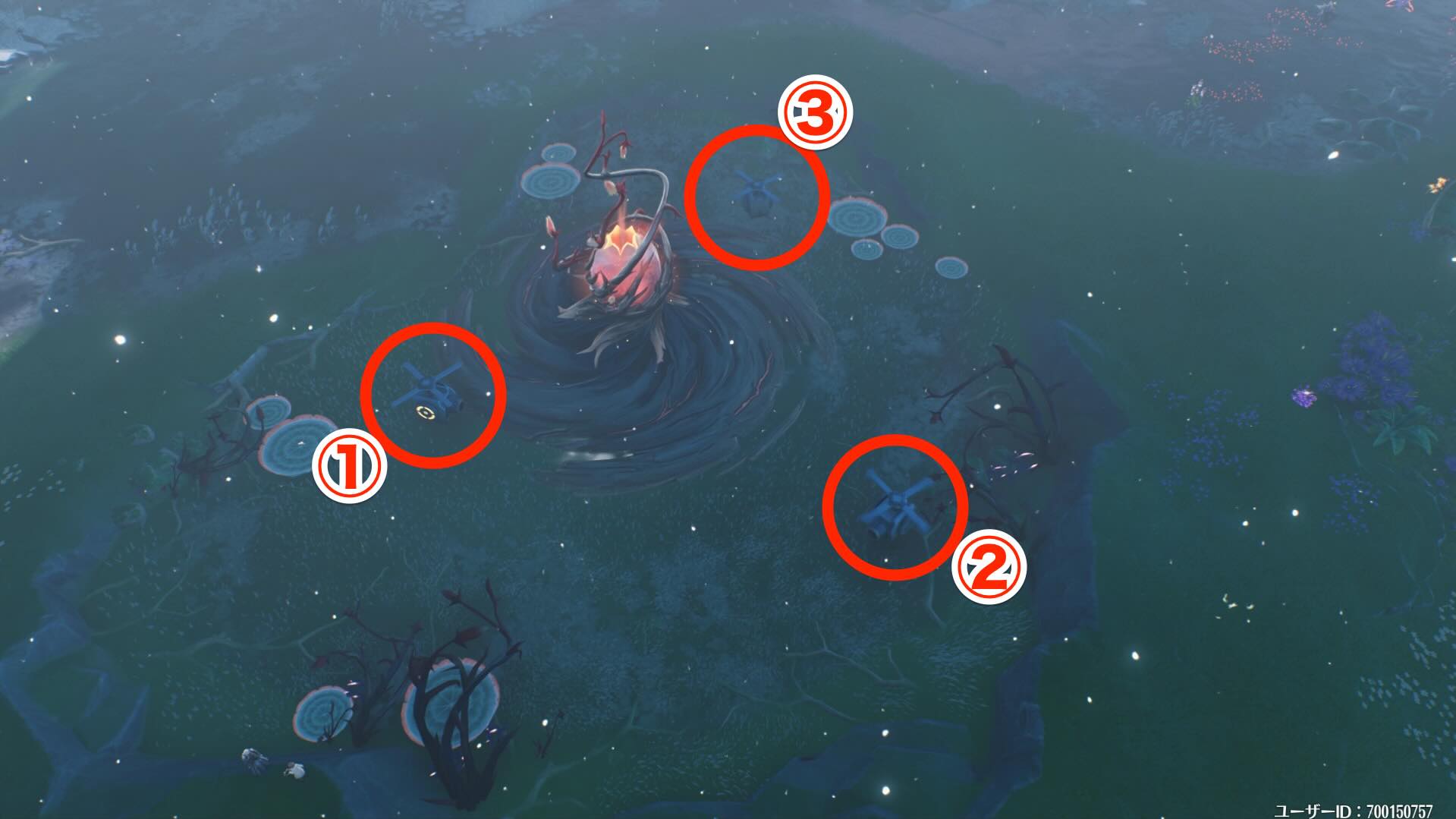 1つ目の擬似核の配置