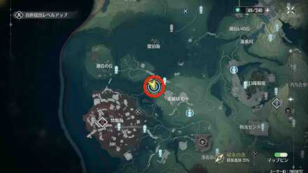 南東の水辺にいるおじいちゃんの場所