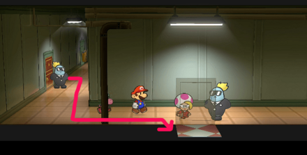 通路を1回曲がった先の扉