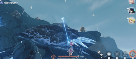 氷を破壊すると甲羅の上に乗れる