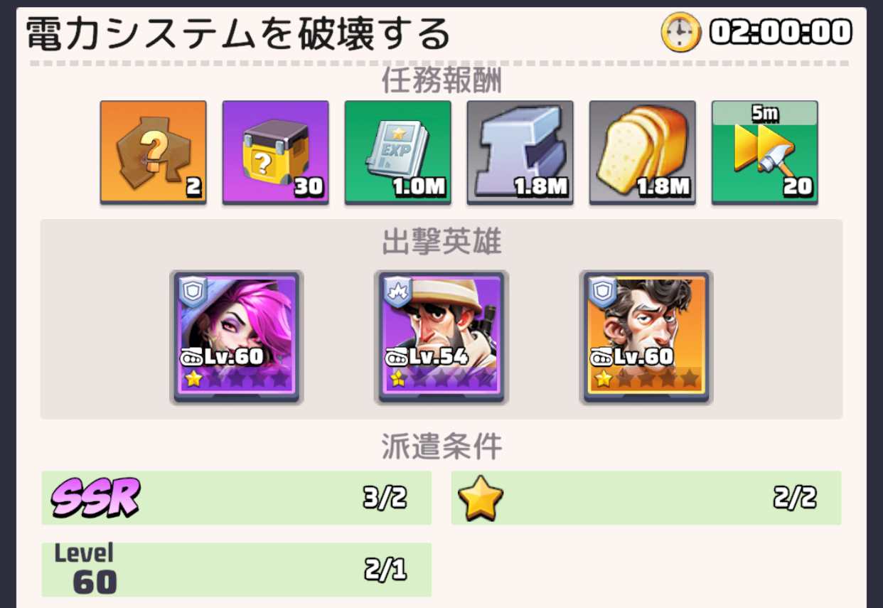 SSR英雄の育成も進めておくとスムーズに進行可能