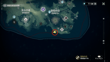 怨鳥の沼の北にある岬下付近