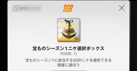 宝物シーズン1ニケ選択ボックス