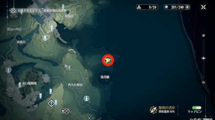 名無し湾の灯台を修復の場所マップ