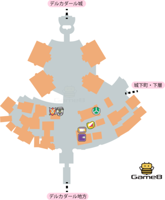 デルカダール城下町のマップ