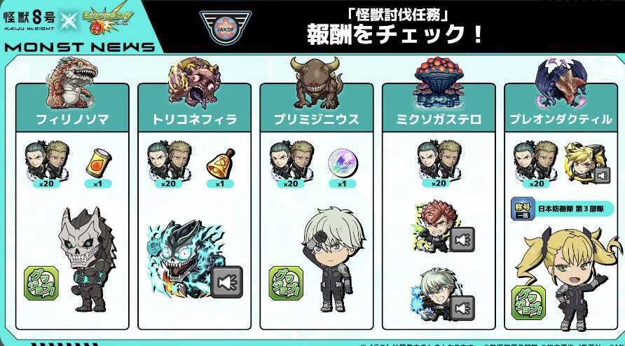 怪獣討伐任務の報酬まとめ