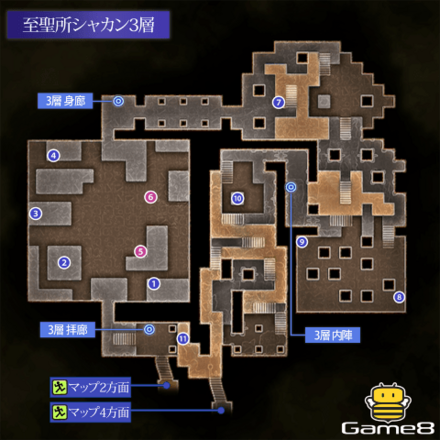 至聖所シャカン3層のマップ画像