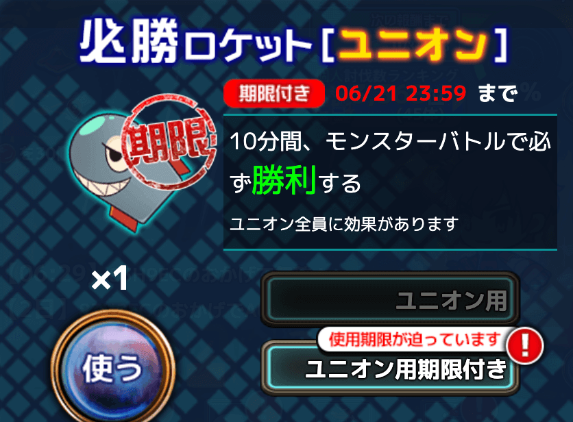 ユニオン専用アイテムが使える