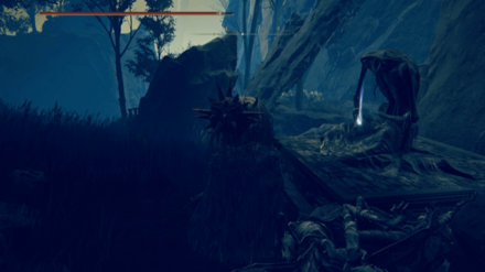 祝福隠者川下流から西に進んで蠅の村にある像