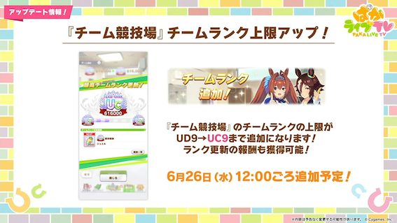 チーム競技場にUC9ランクが追加