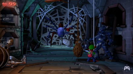 糸玉を槍に刺す