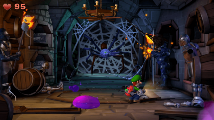 ファンで糸玉を燃やす