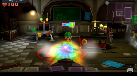 ダークライトを照射しているルイージ