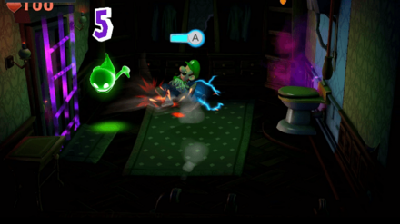 オバケと戦うルイージ