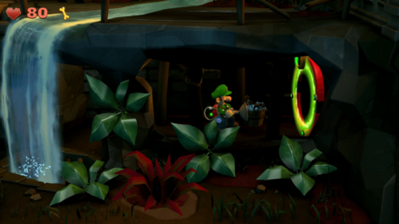 水の入った桶をもってポータルへ