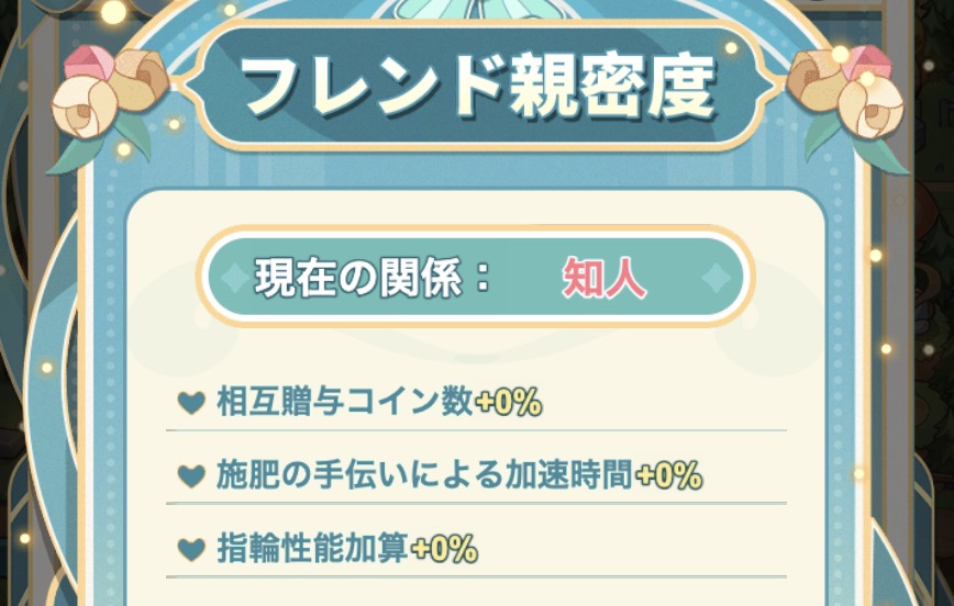 フレンド親密度