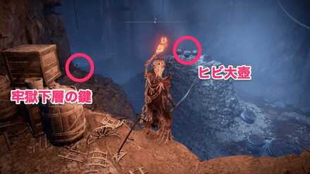 牢獄下層の鍵の場所