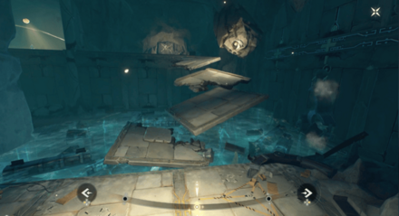 遡流器を真ん中に移動させて空中に足場を作る