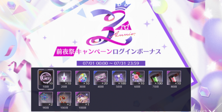 3rdAnniv.前夜祭 キャンペーンログインボーナス
