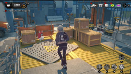 コンテナ周辺にいるボンプと話す