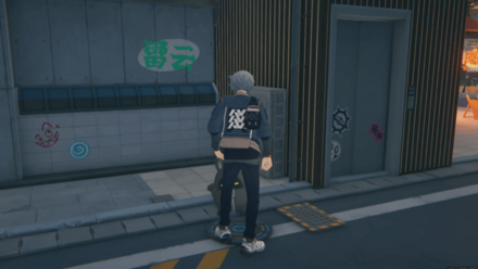 ラーメン屋横の路地にいるボンプと話す