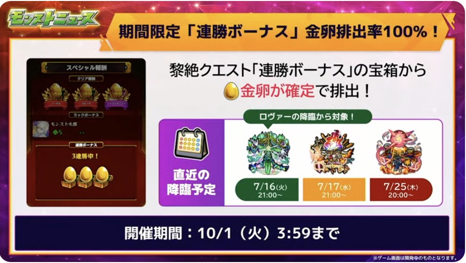 連勝ボーナス金卵排出率100%