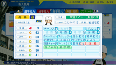 長嶋茂雄のステータス