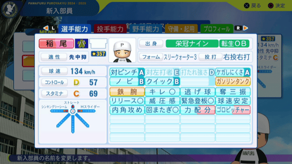 稲尾和久の転生時能力