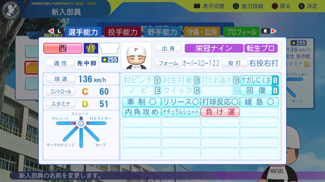 西勇輝の転生時能力