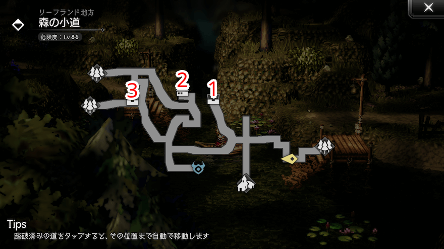 森の小道 宝箱 位置