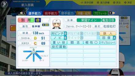 別所昭のステータス