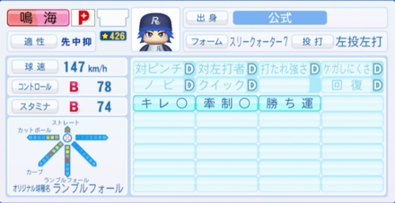 鳴海悠斗のステータス画像