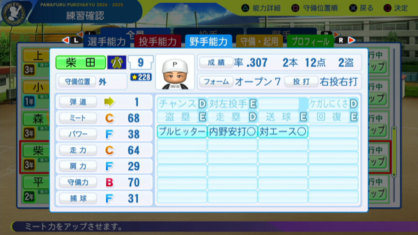 打撃は弾道とパワーを上げなくても点は取れる