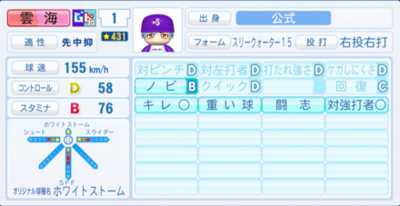 雲海和也のステータス画像