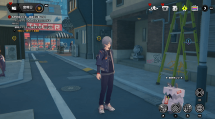 通りの出口付近で困っているボンプの故障を修理する