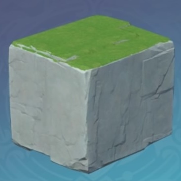 「四角い積み木の石台」の画像