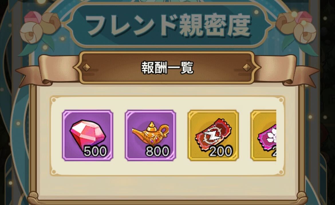 親密度の進行具合で報酬を獲得できる