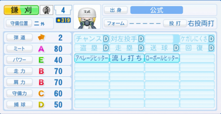 鎌刈善二のステータス画像