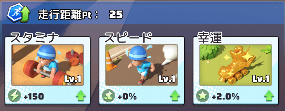 走行距離Ptを消費して試合前特訓を行う