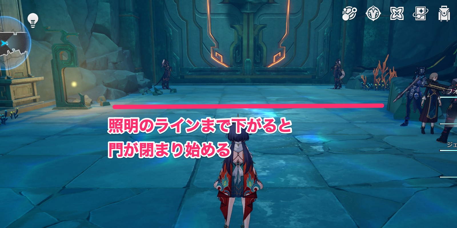 門が閉まるライン