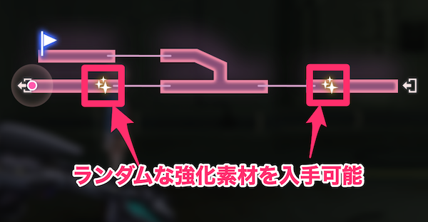 レベルアップ用素材はマップ内アイテムから入手可能