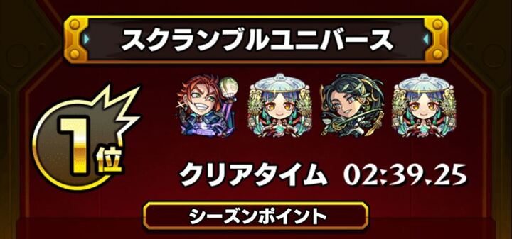 ヤクモ編成クリアタイム