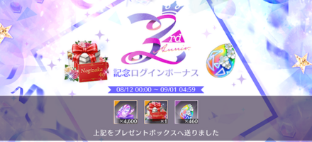 3rdAnniversary記念ログインボーナス