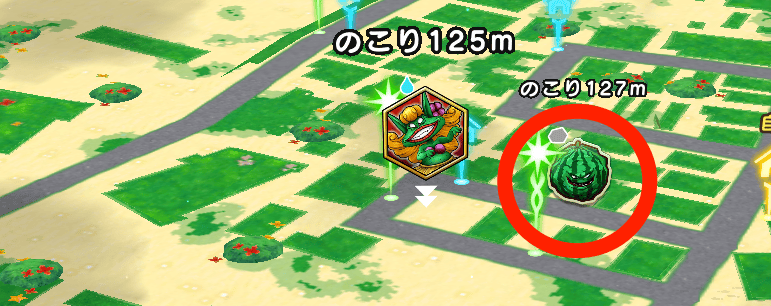 フィールドを見渡してスイカ岩のアイコンを探す