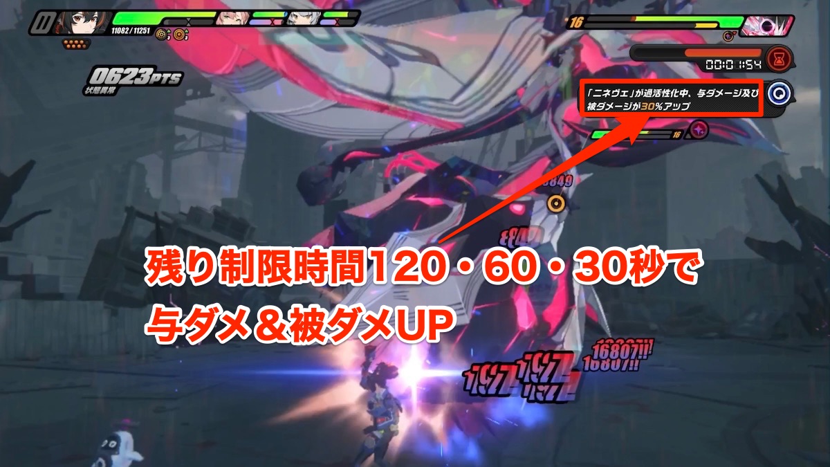 残り制限時間に応じてダメージUP