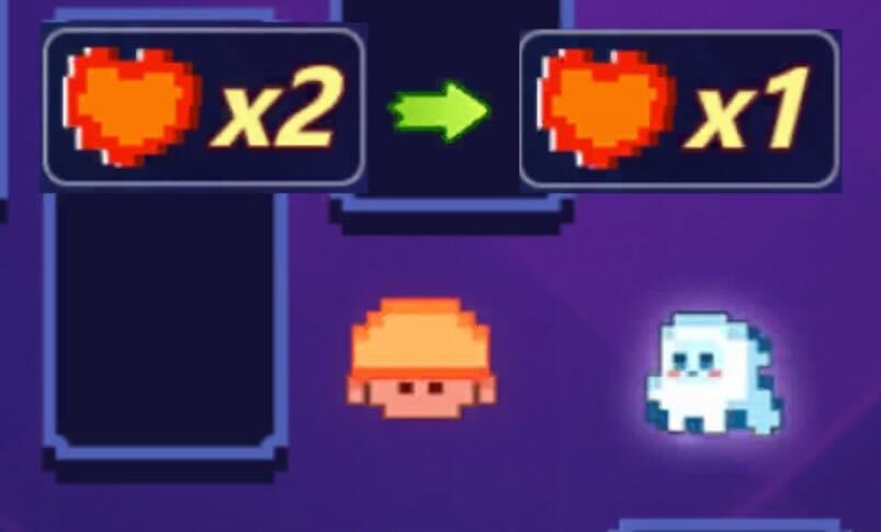 幽霊ガードマンに当たるとハートを消費する